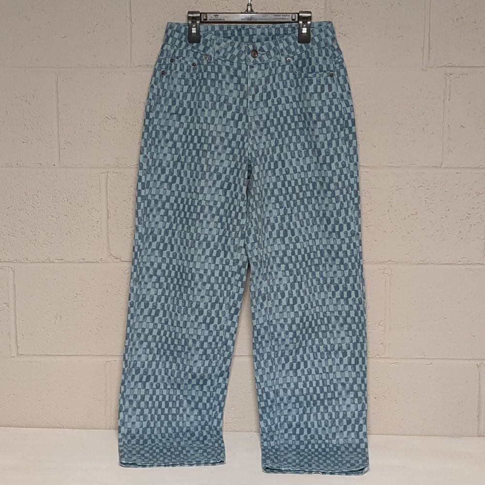 Future CollectivexGabriella Karefa-Johnson Straight Leg Checkered Denim Jeans 0